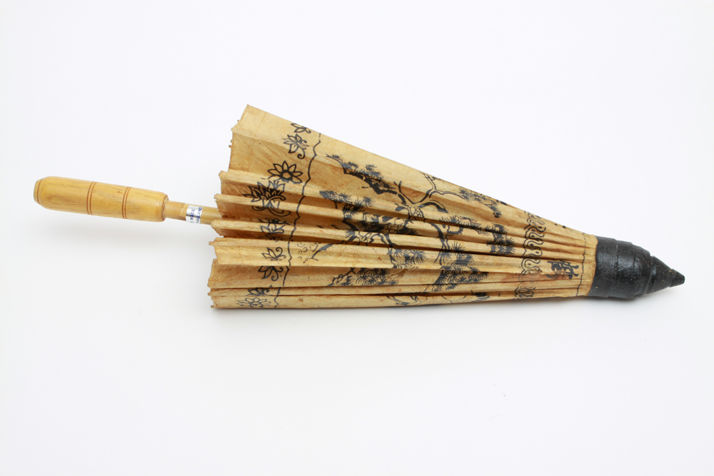Artisan Made Vintage Thai Paper and Wooden Umbrella