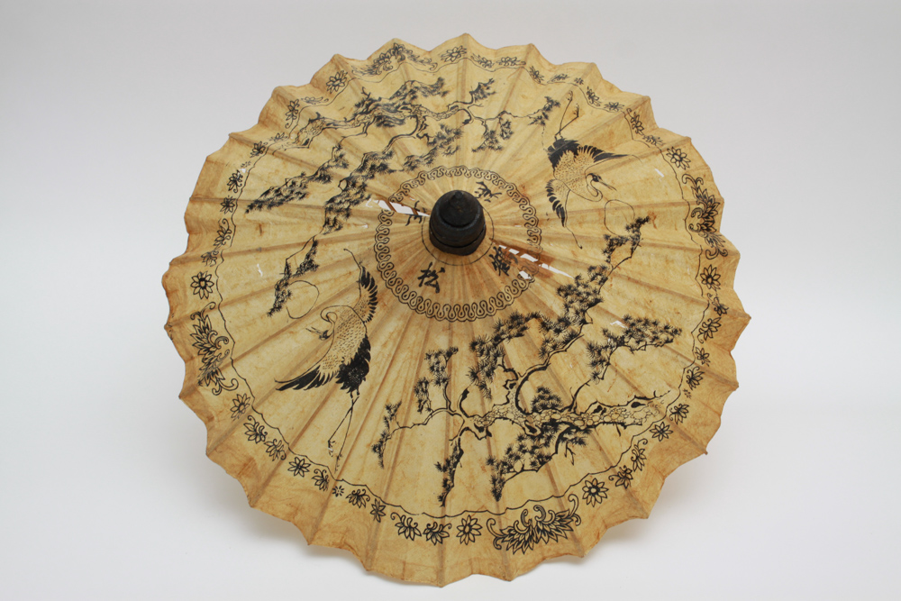 Artisan Made Vintage Thai Paper and Wooden Umbrella