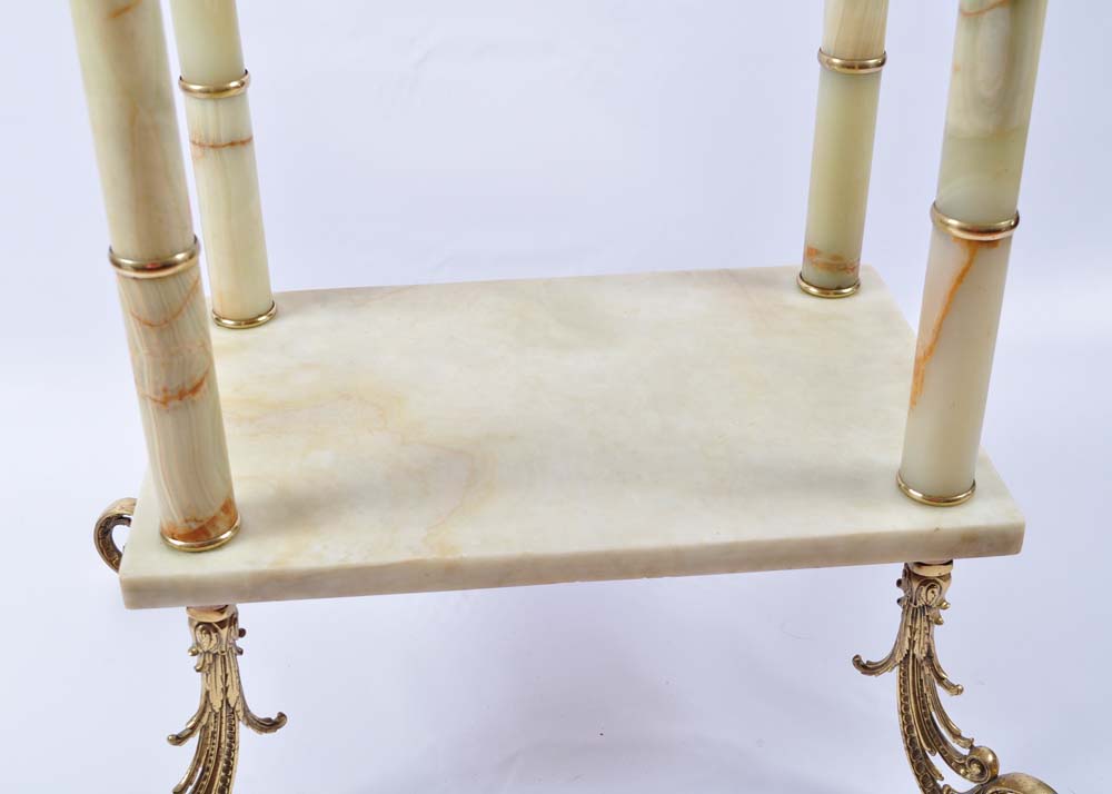 Green Marble and Brass Side Table