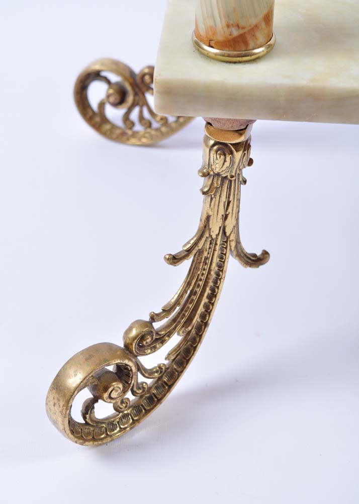 Green Marble and Brass Side Table