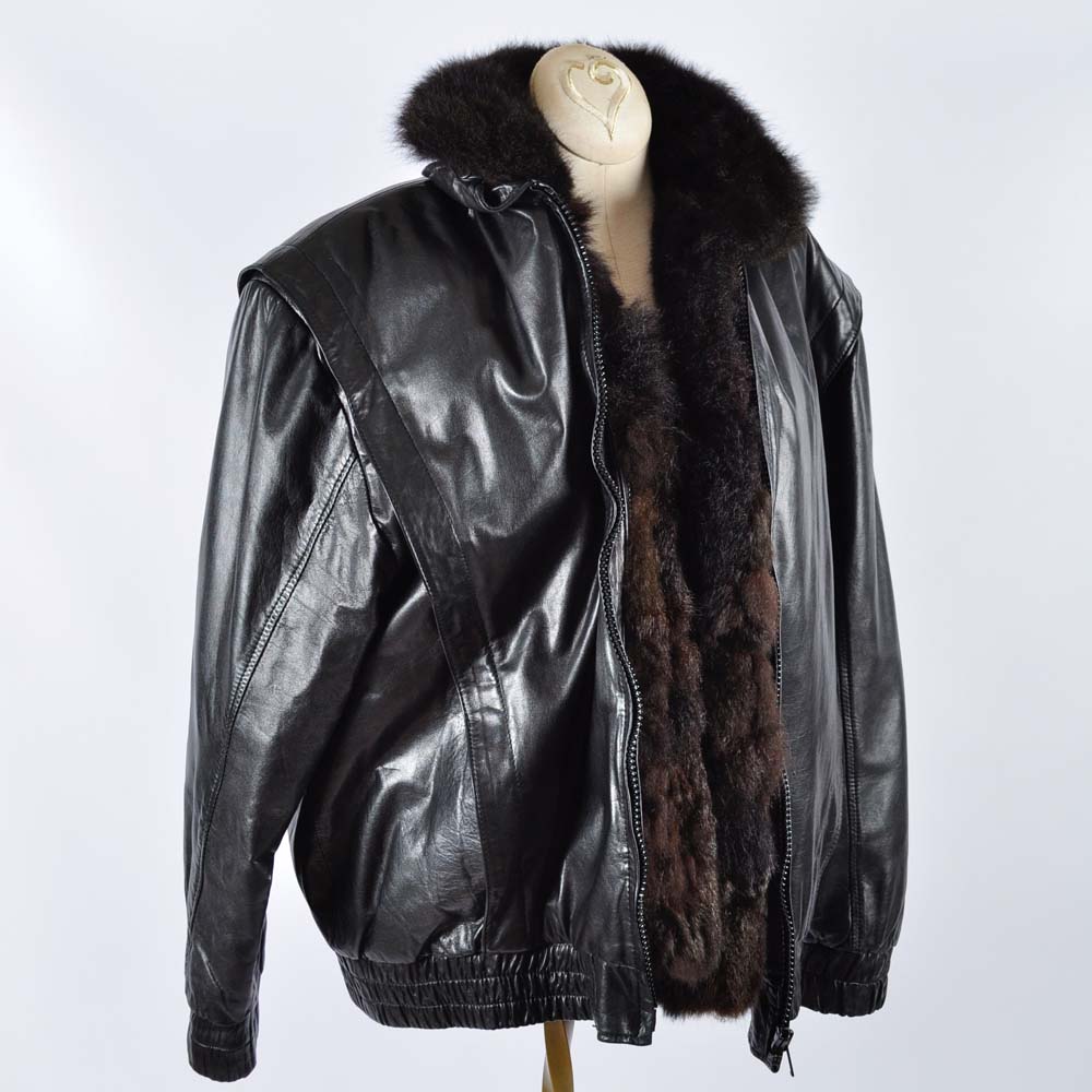 Leather and Fur Convertible Jacket