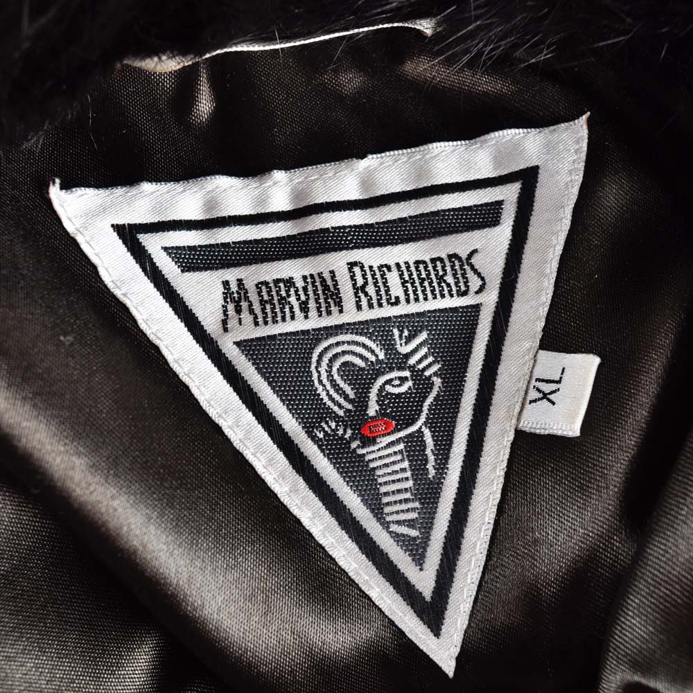 Marvin Richards Woven Leather Jacket with Rabbit Fur Collar