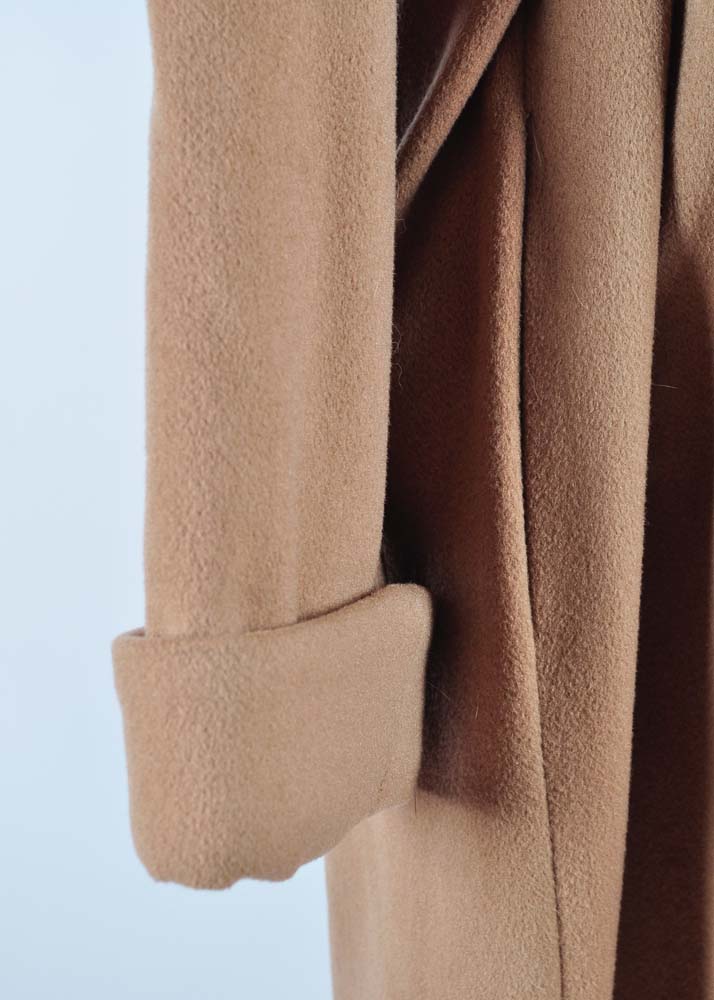Women's Tan Overcoat with Fur Collar