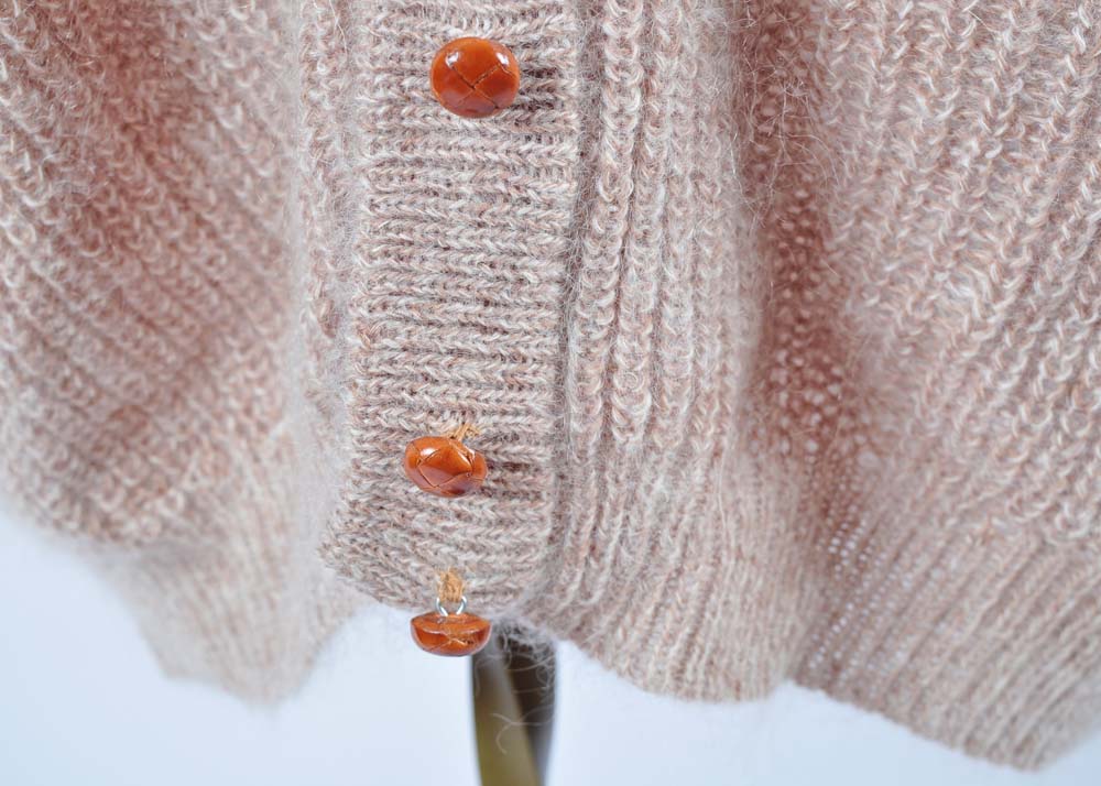 Angora Wool Cardigan with Fur Collar in Hat Box