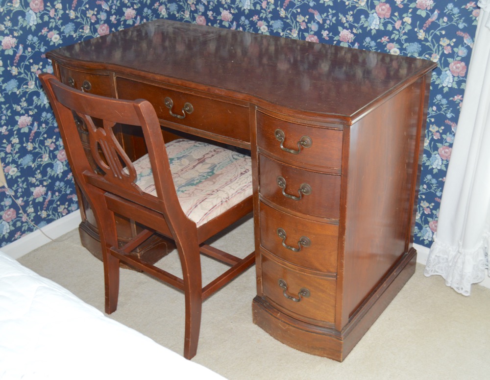 Vintage Wood Desk and Chair