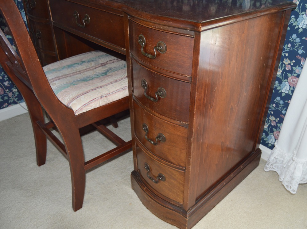 Vintage Wood Desk and Chair