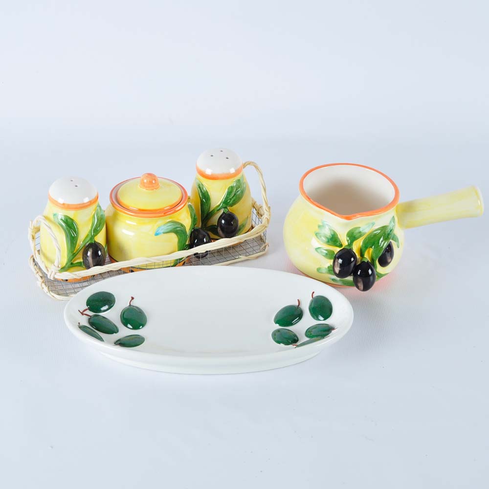 Olive Themed Serving Pieces