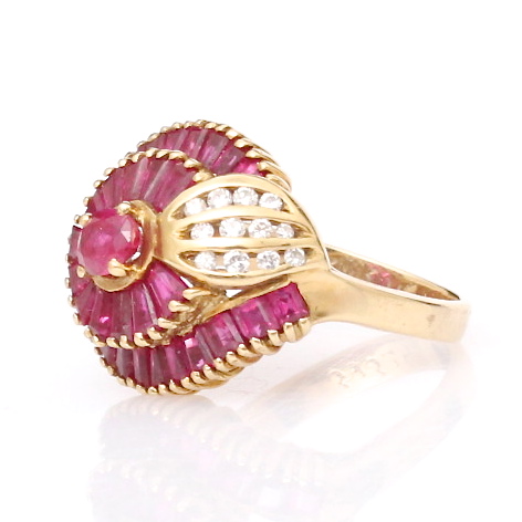 18K Yellow Gold, Ruby and Diamond Ring