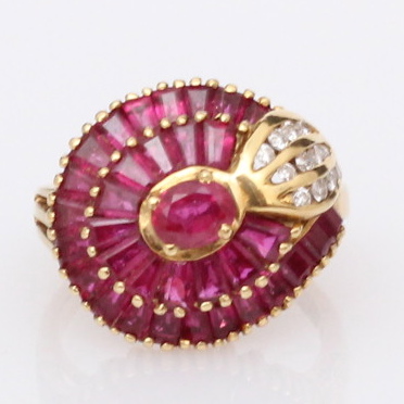 18K Yellow Gold, Ruby and Diamond Ring