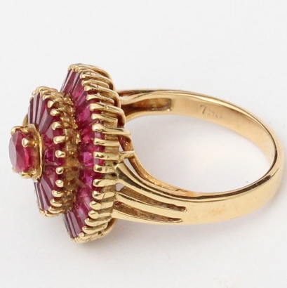18K Yellow Gold, Ruby and Diamond Ring