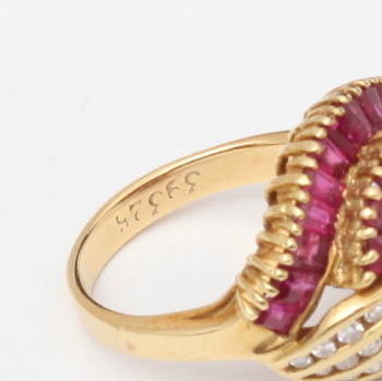 18K Yellow Gold, Ruby and Diamond Ring