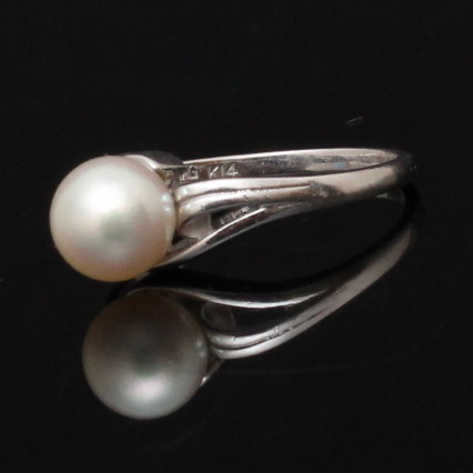Mikimoto 14K White Gold and Akoya Pearl Ring
