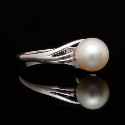 Mikimoto 14K White Gold and Akoya Pearl Ring