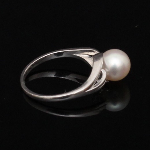 Mikimoto 14K White Gold and Akoya Pearl Ring