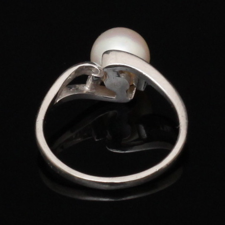 Mikimoto 14K White Gold and Akoya Pearl Ring