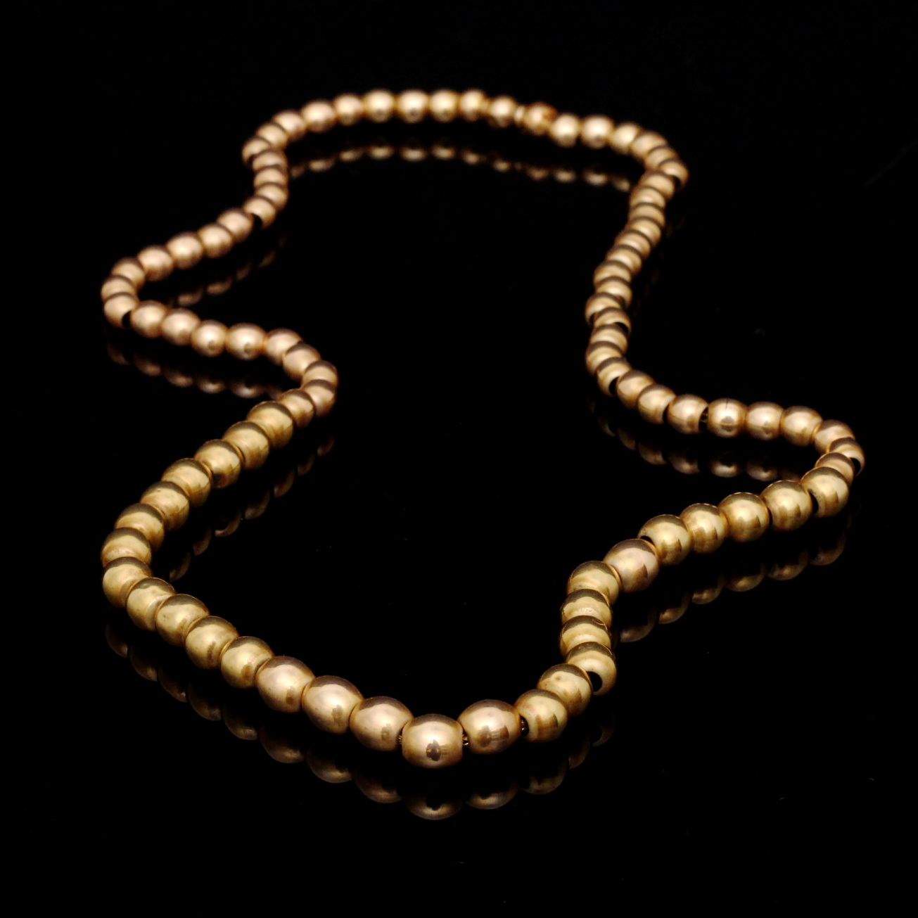 14K Yellow Gold Graduated Bead Necklace
