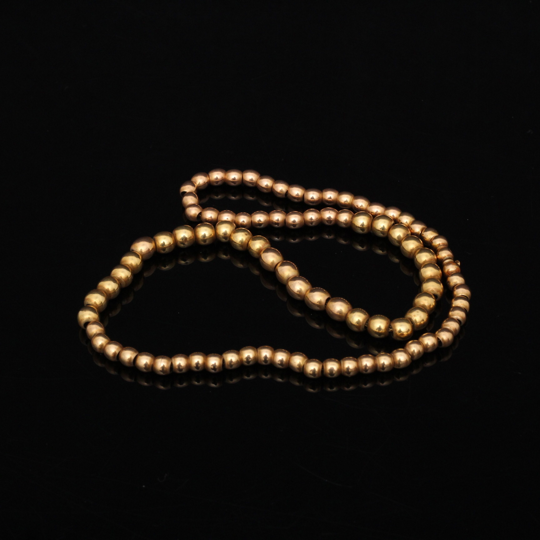 14K Yellow Gold Graduated Bead Necklace