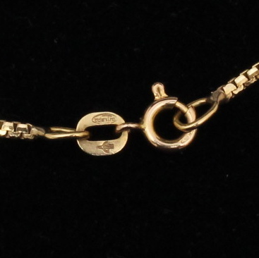 14K Yellow Gold Cartouche Pendant and Chain