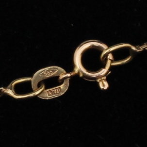 14K Yellow Gold Cartouche Pendant and Chain