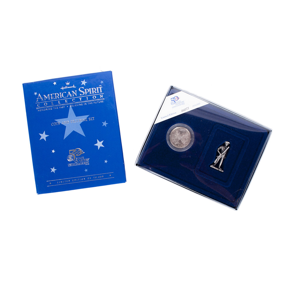Hallmark Limited Edition "50 State Quarters" Massachusetts Coin and Figurine Set