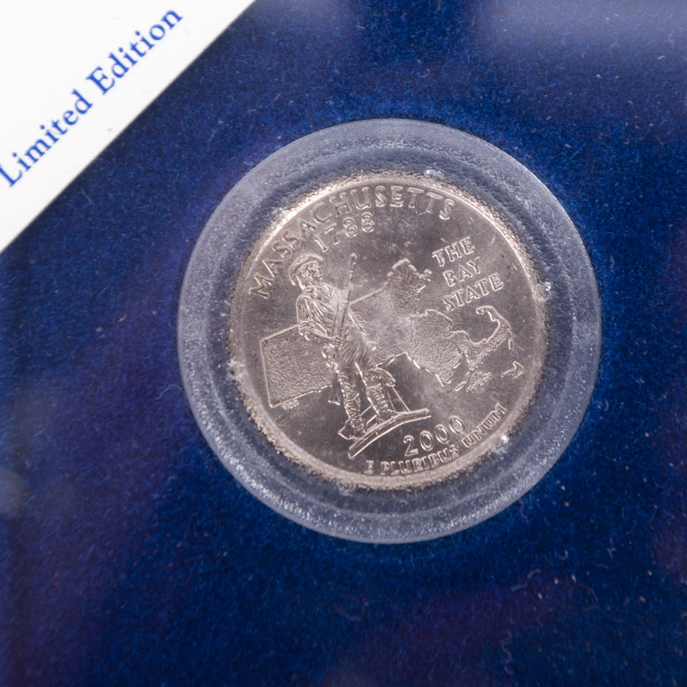 Hallmark Limited Edition "50 State Quarters" Massachusetts Coin and Figurine Set