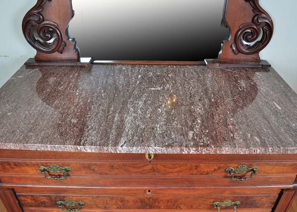 Antique Dresser with Marble Top and Mirror