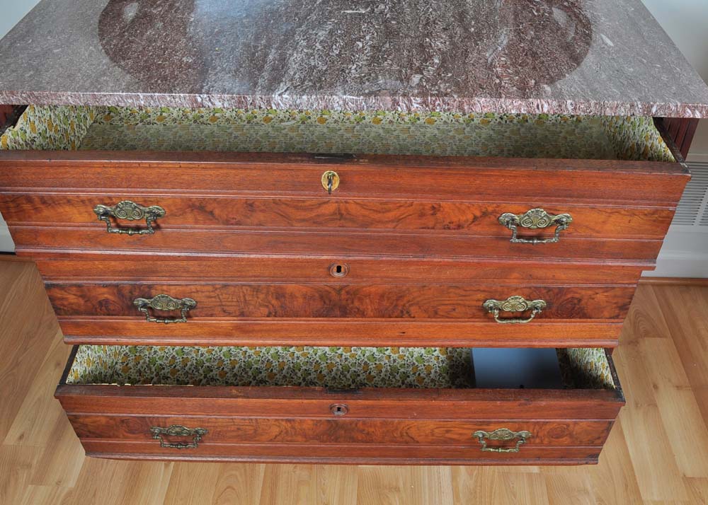 Antique Dresser with Marble Top and Mirror
