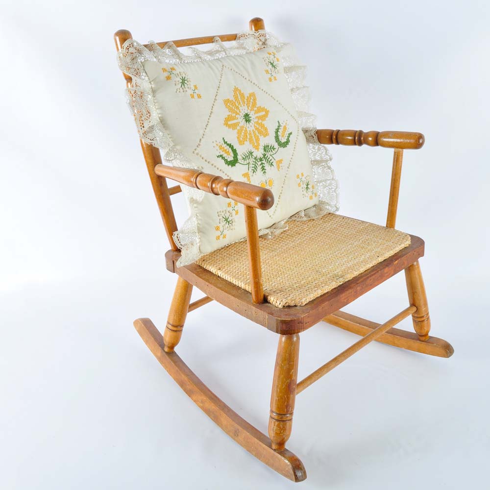 Vintage Child's Rocker with Pillow