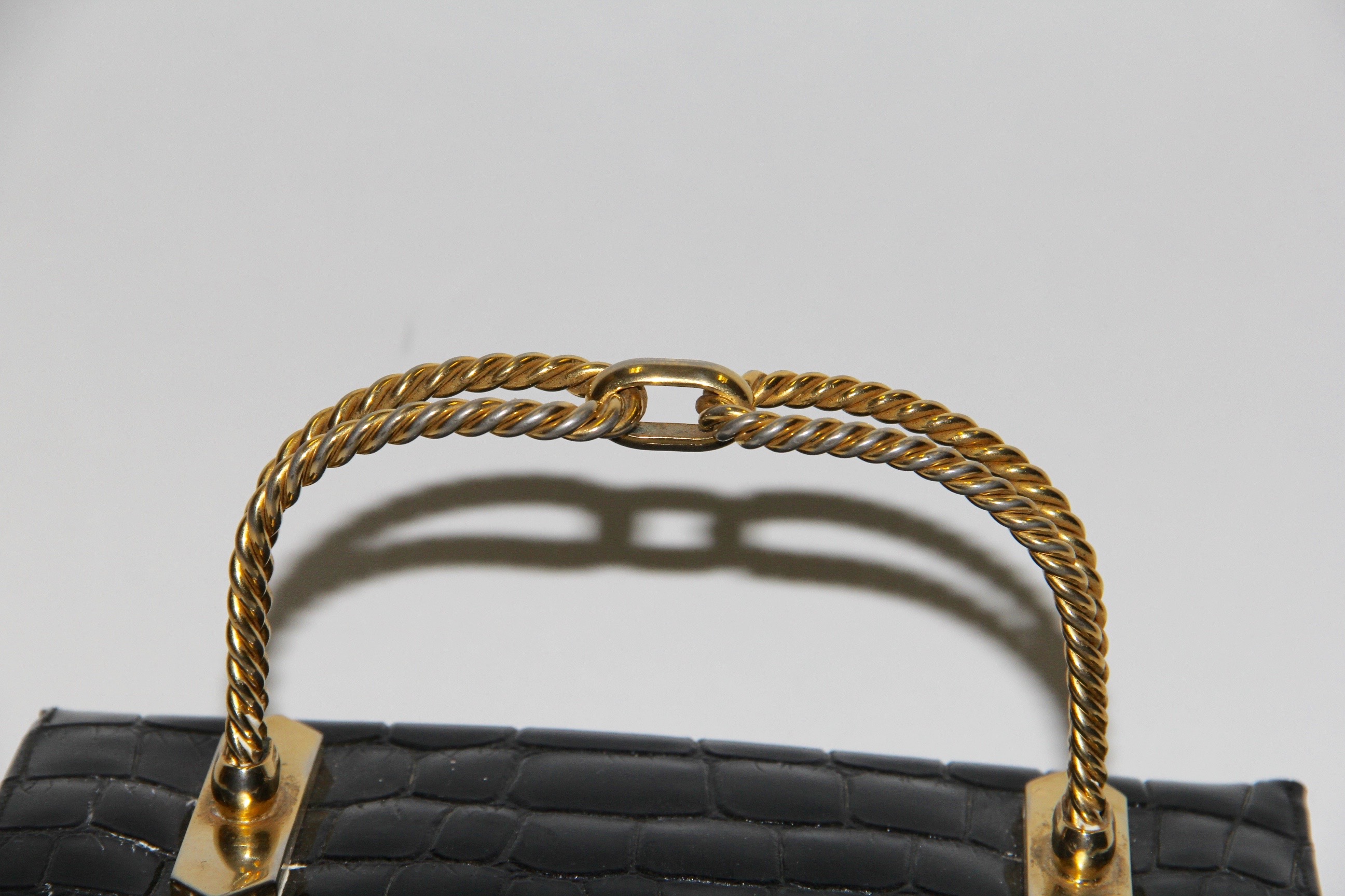 Vintage 1940s Lewis Embossed Patent Leather Handbag