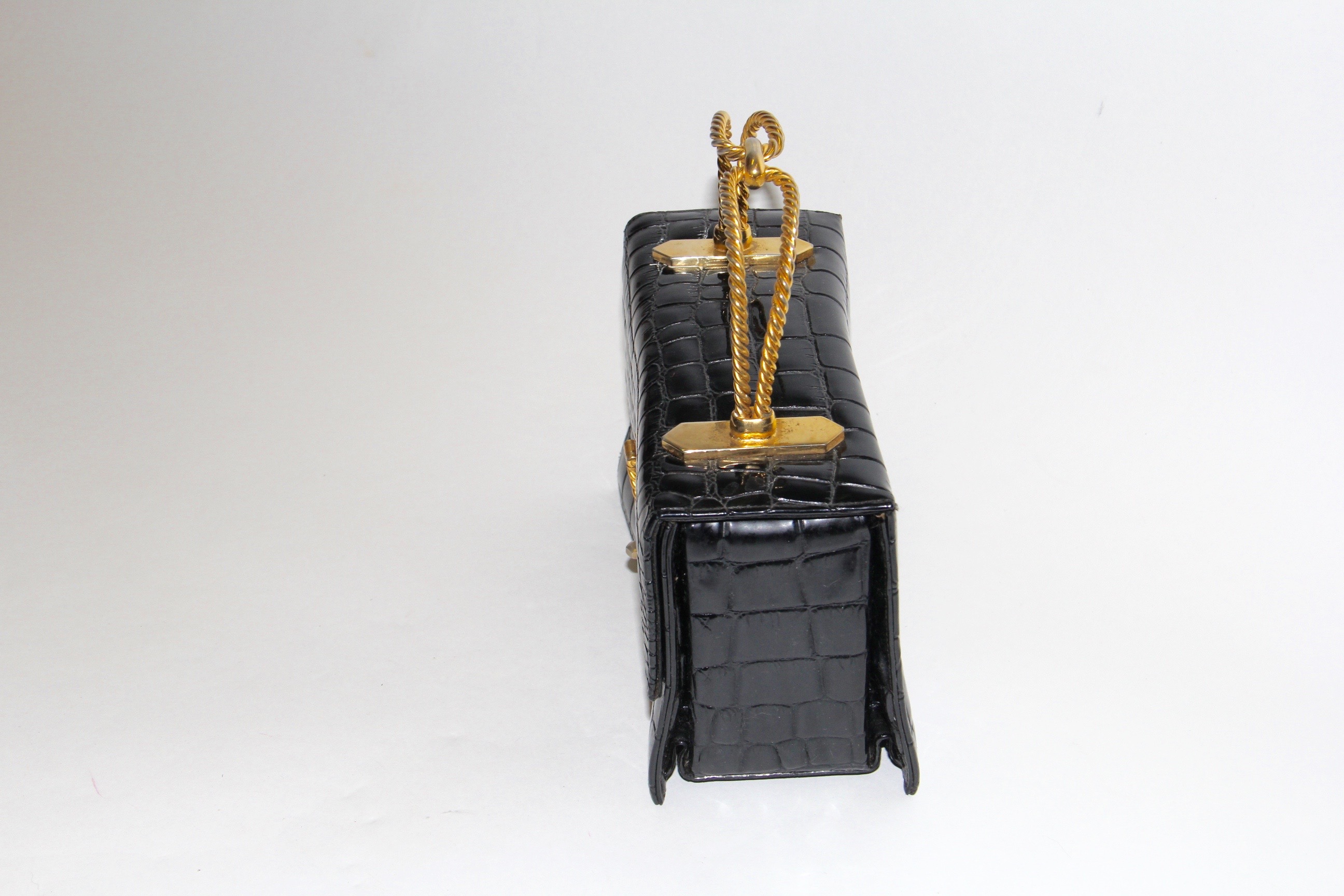 Vintage 1940s Lewis Embossed Patent Leather Handbag