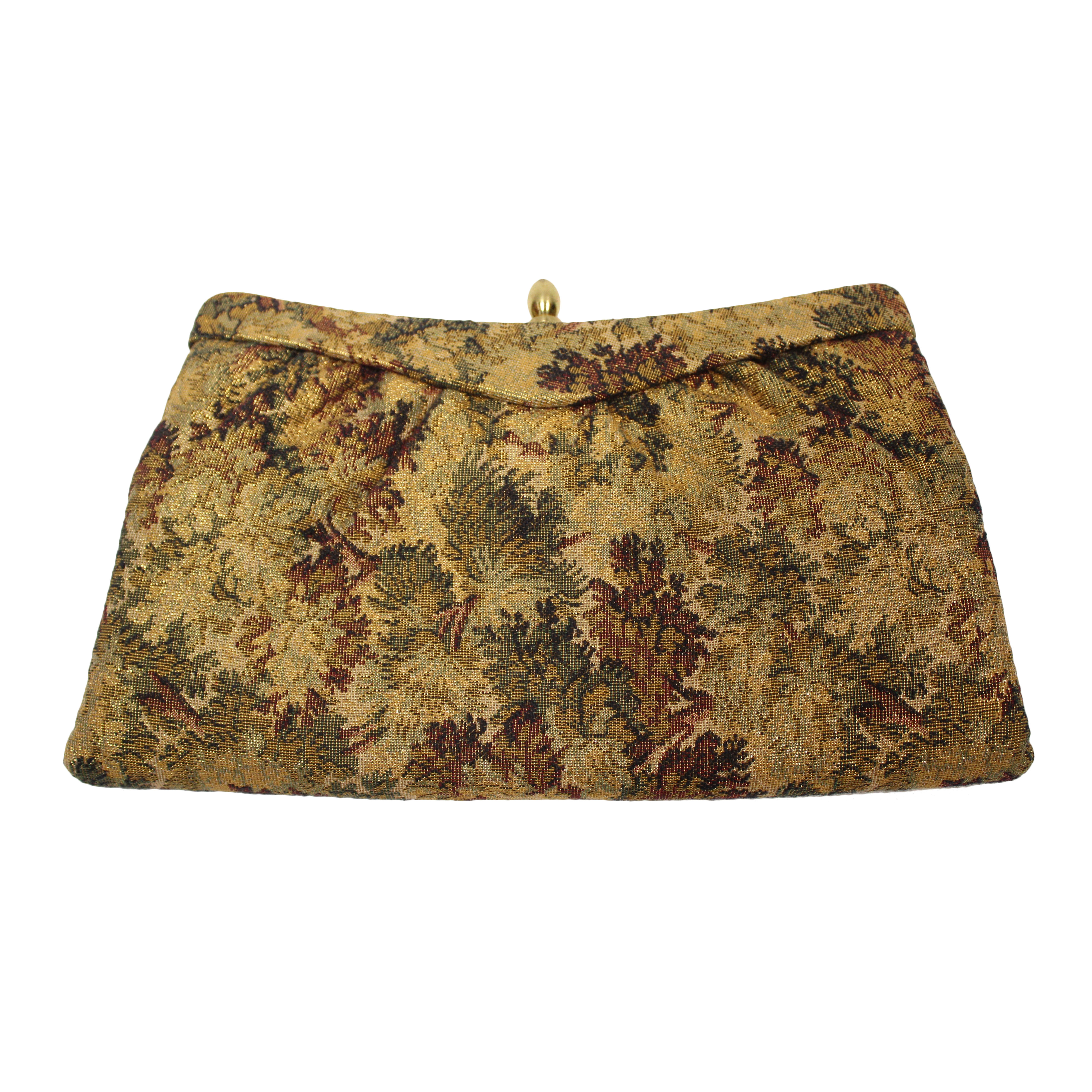 Vintage 1940s Lewis Metallic Tapestry Clutch