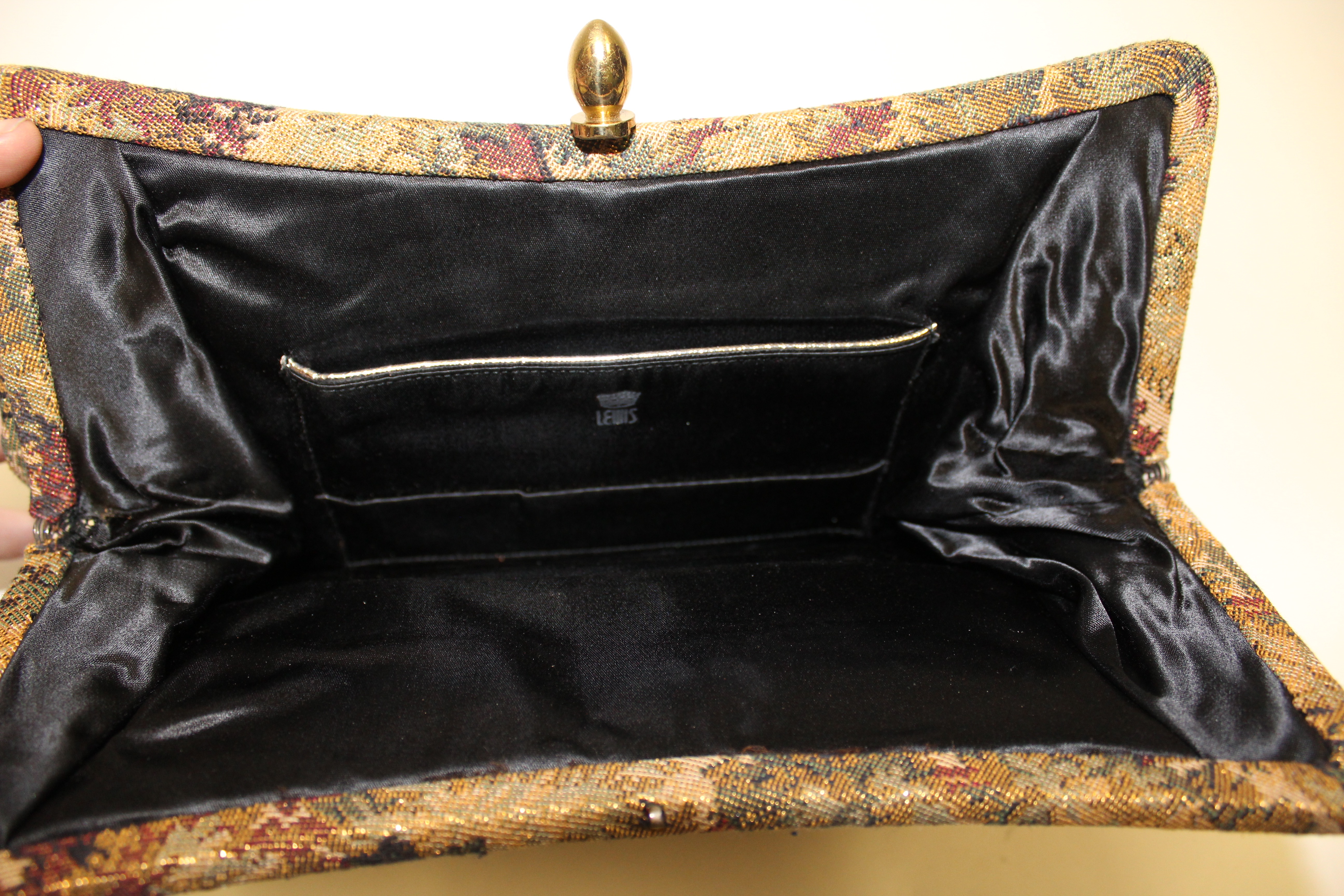 Vintage 1940s Lewis Metallic Tapestry Clutch