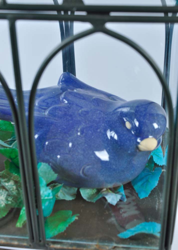 Large Glass Terrarium with Birds