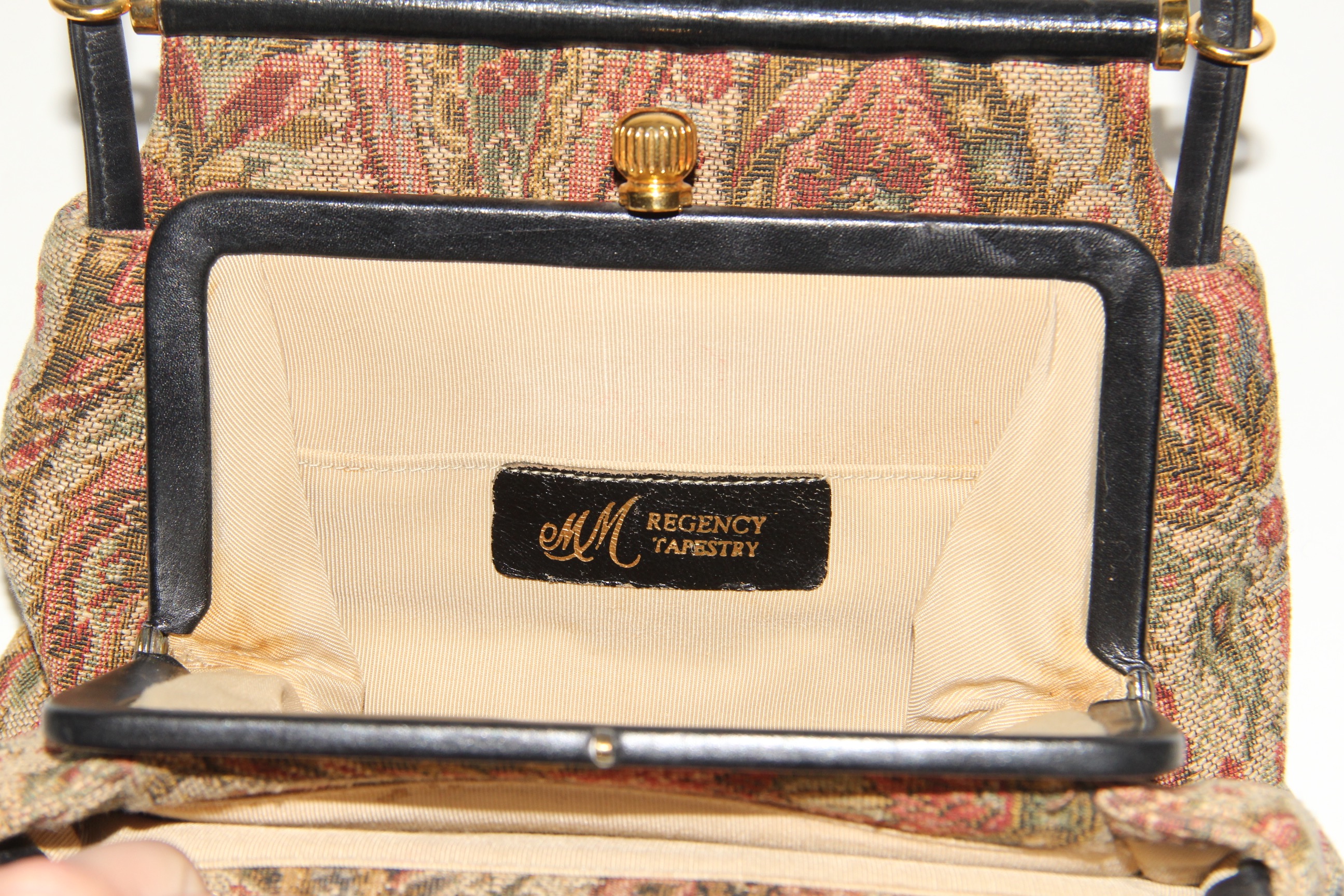 Morris Moskowitz "Regency Tapestry" Handbag with Leather Trim