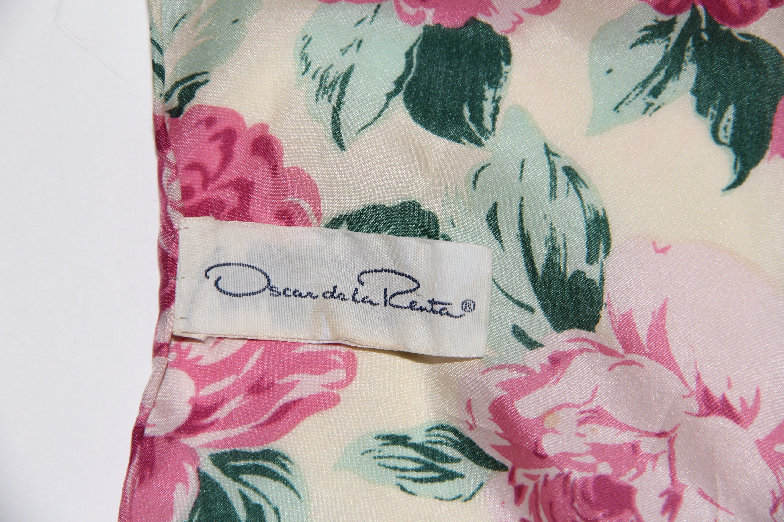 Vintage Oscar De La Renta Floral Silk Scarf
