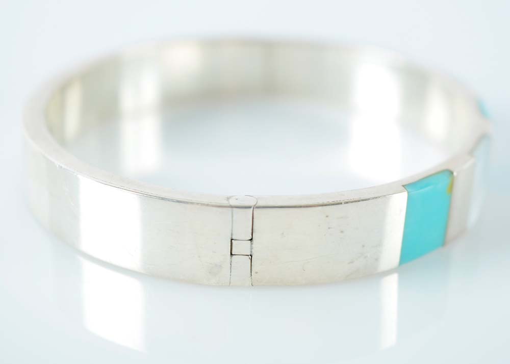 Turquoise and Mother of Pearl Sterling Silver Bracelet