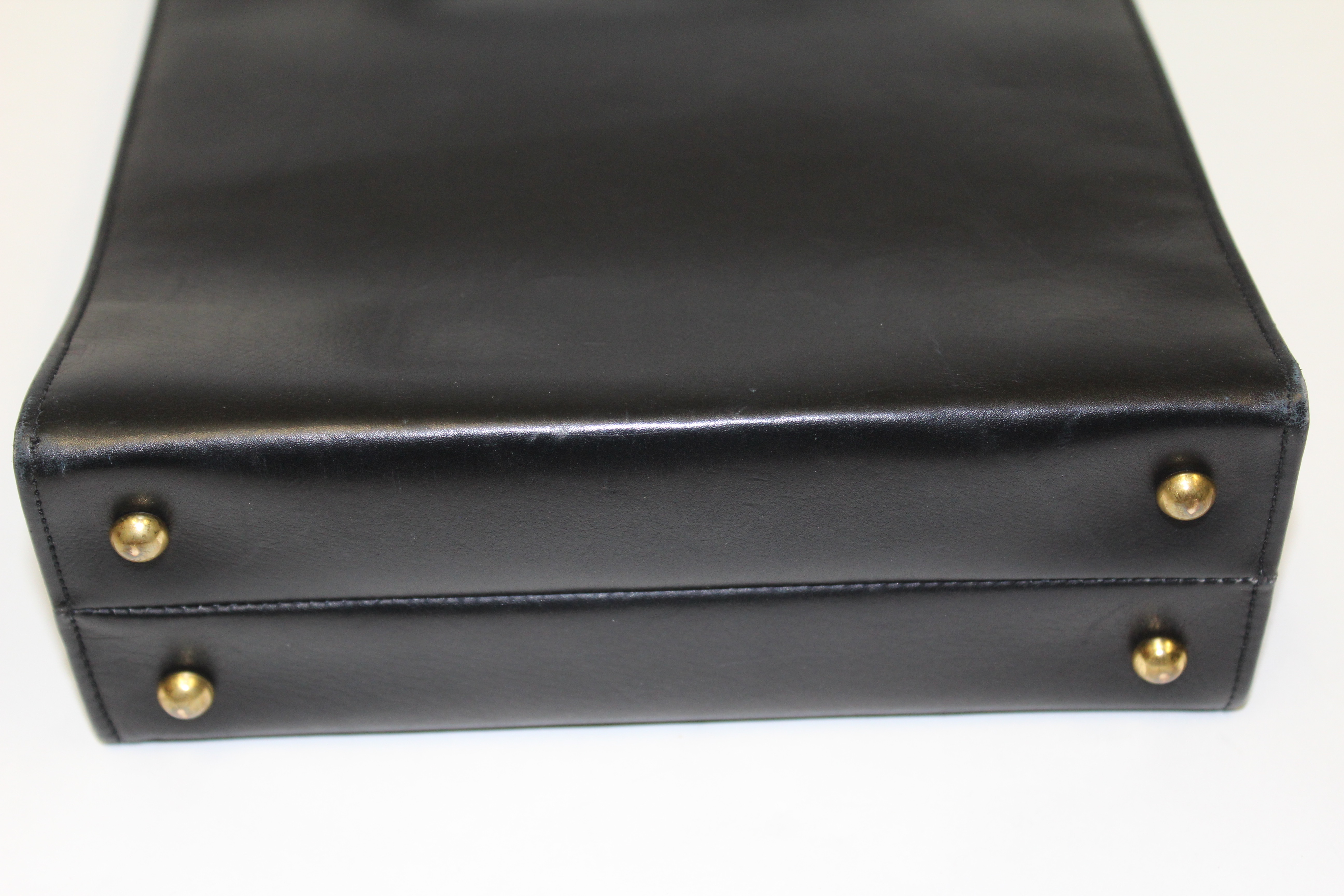 Vintage 1960s Black Leather Handbag by Lennox