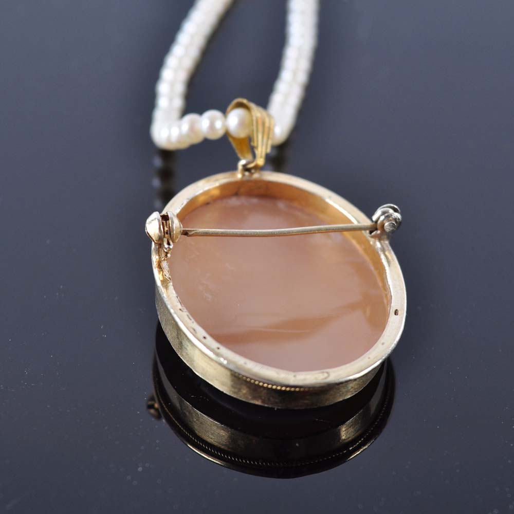 Freshwater Pearl and Cameo Necklace