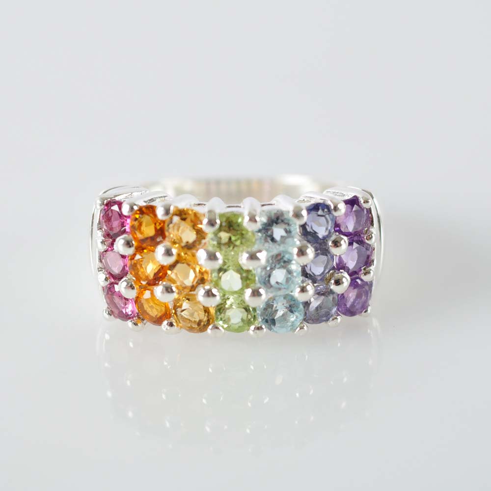 Sterling Silver and Multi-Gemstone Ring