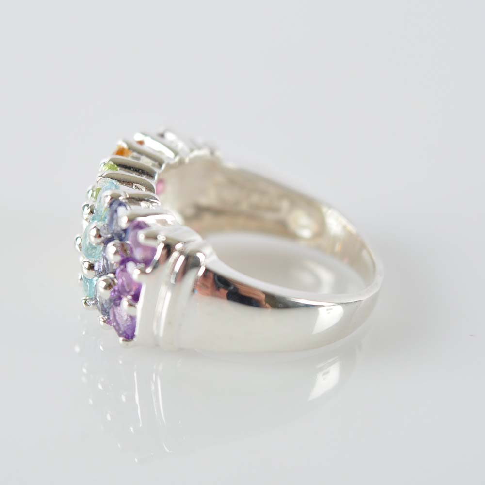 Sterling Silver and Multi-Gemstone Ring