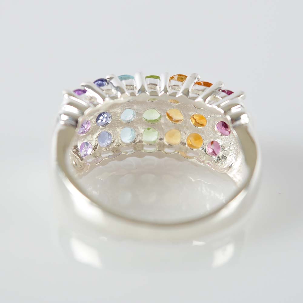 Sterling Silver and Multi-Gemstone Ring