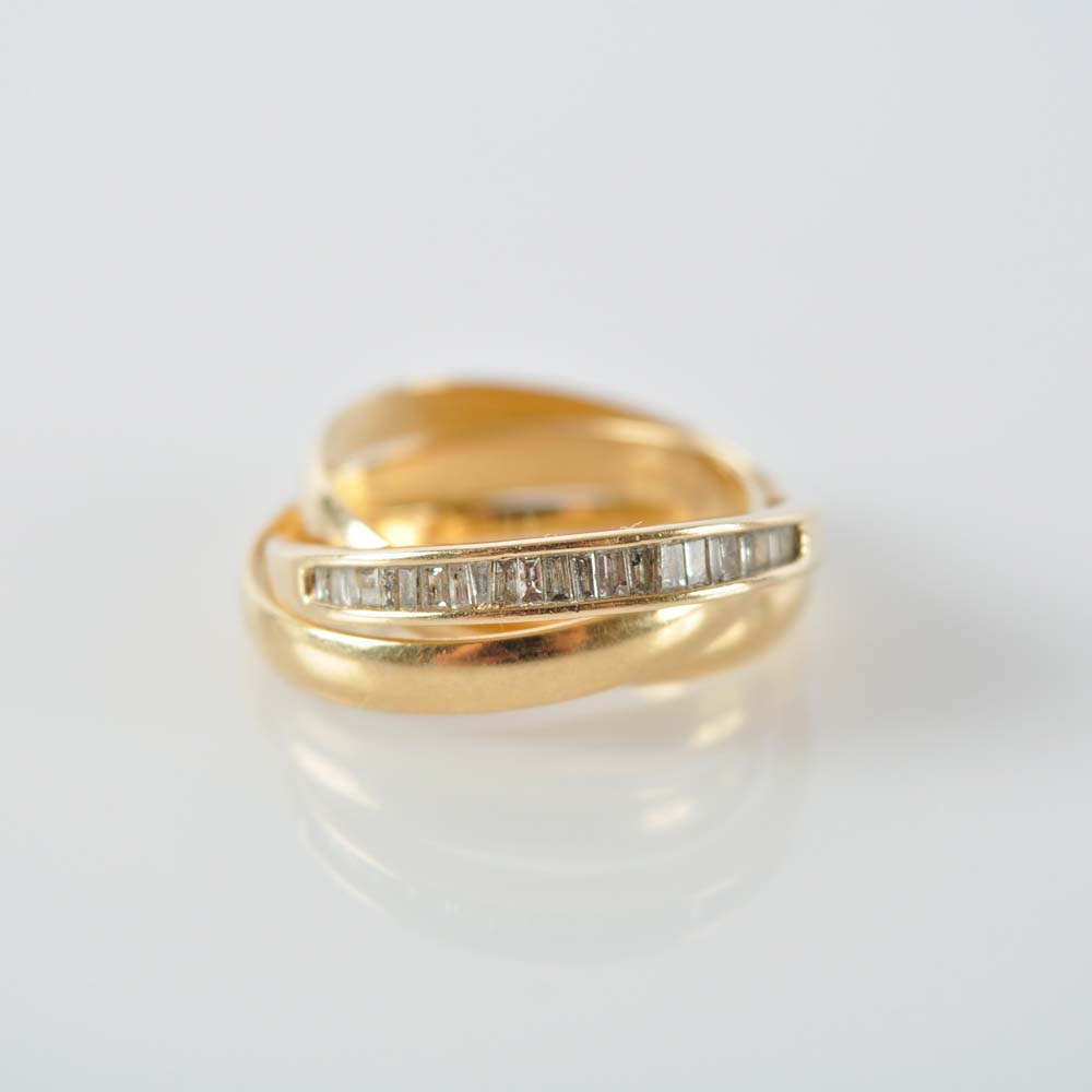 Gold Rolling Rings with Diamonds