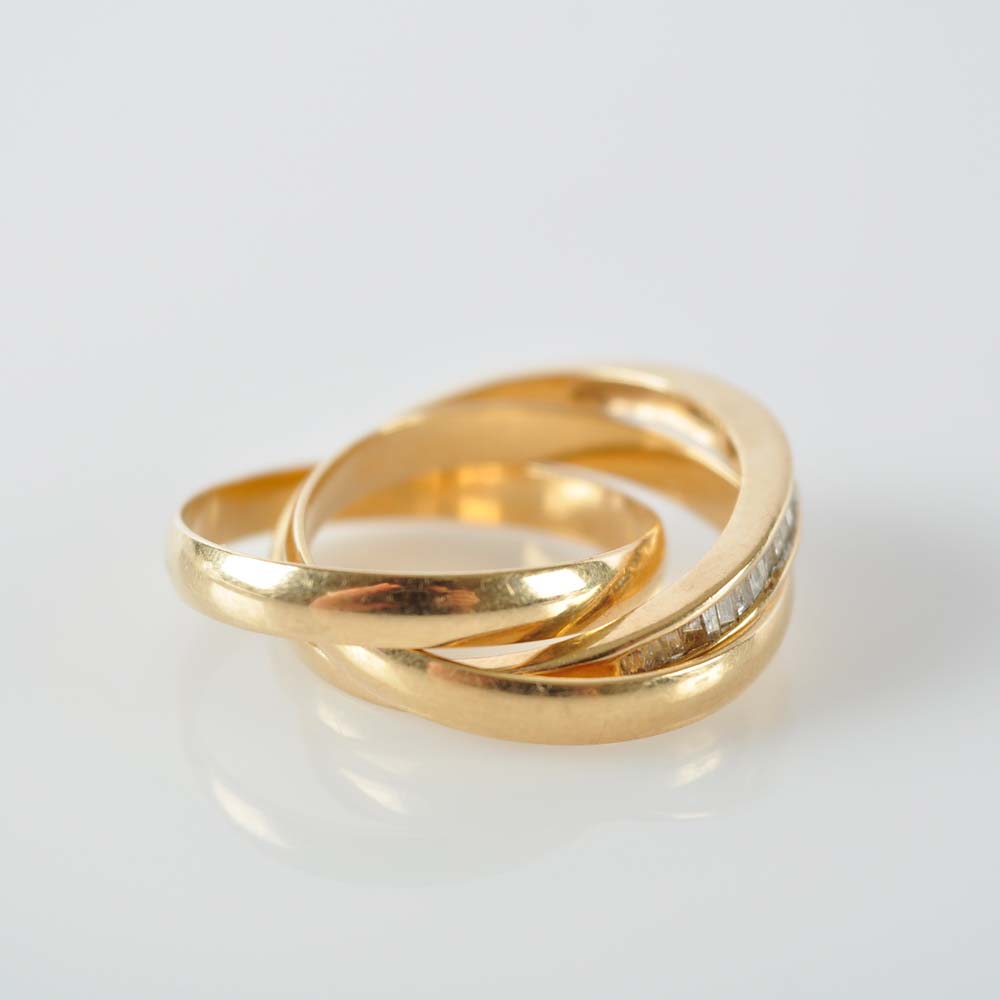 Gold Rolling Rings with Diamonds