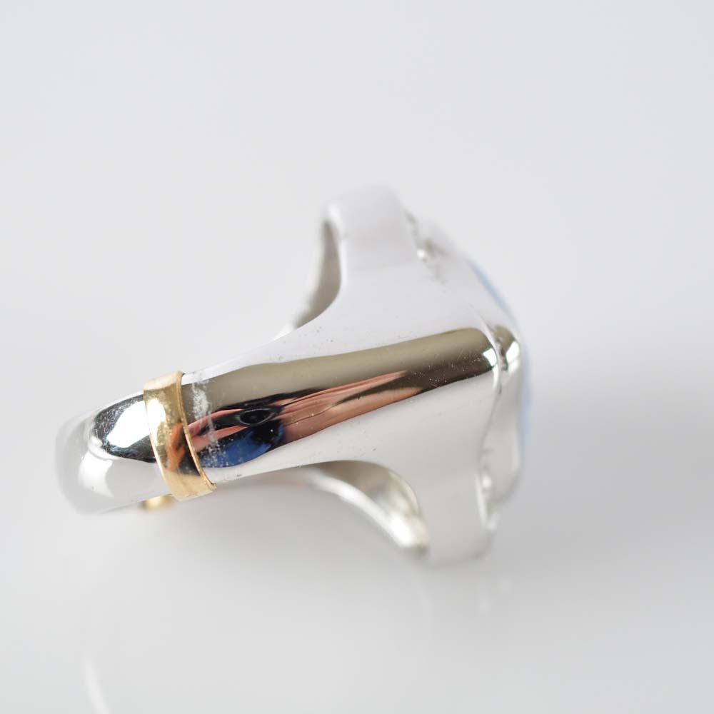 Light Blue Chalcedony Stone and White Topaz Ring