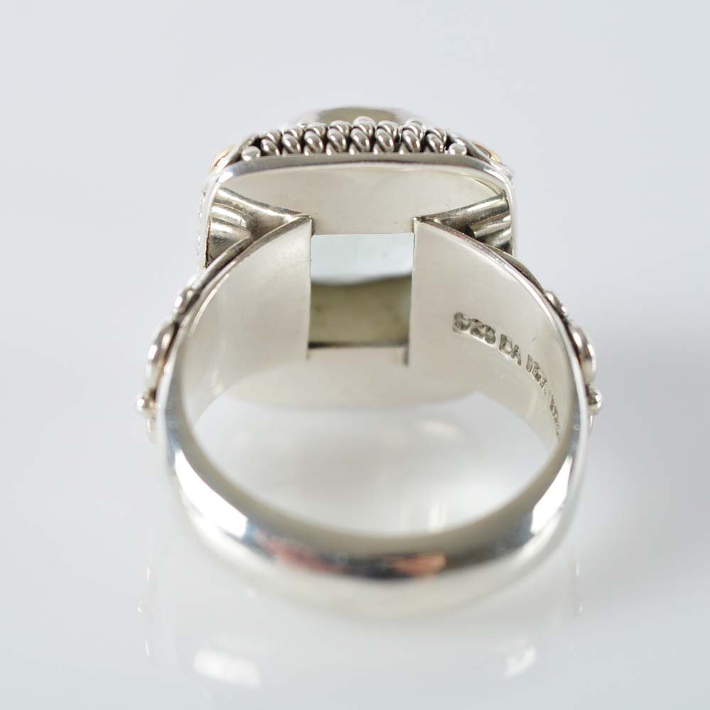 Sterling Green Amethyst Ring with 18K Gold Accents