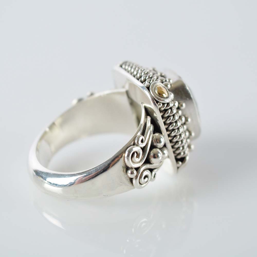 Sterling Green Amethyst Ring with 18K Gold Accents