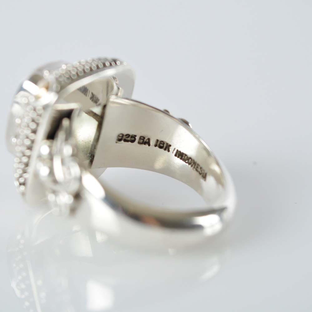 Sterling Green Amethyst Ring with 18K Gold Accents