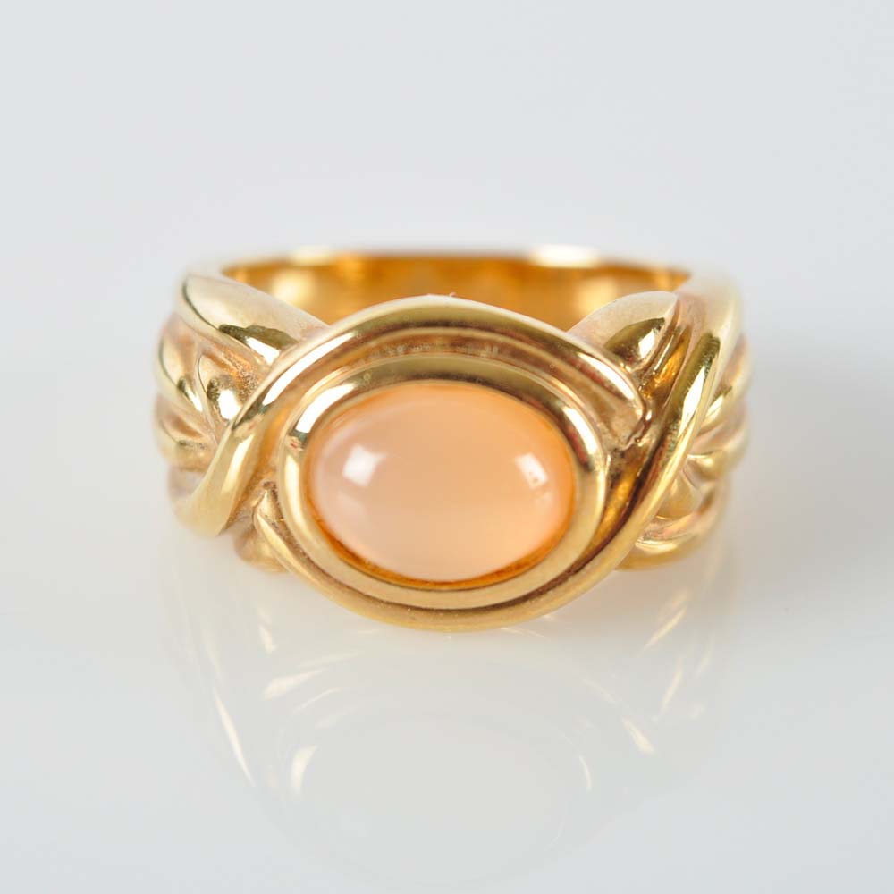 Pink Moonstone and Silver Ring