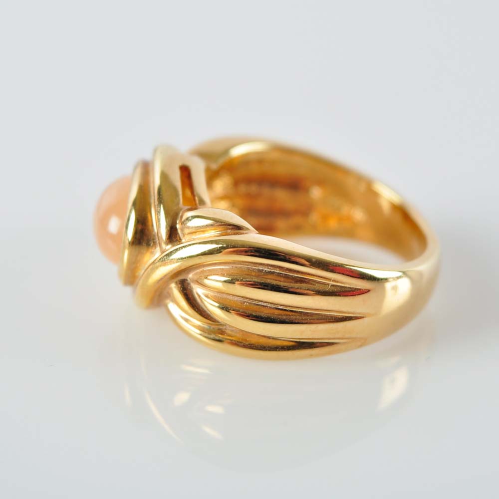 Pink Moonstone and Silver Ring