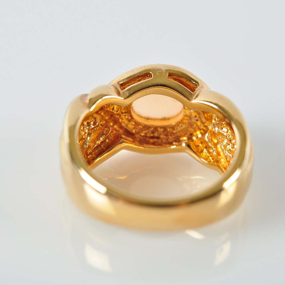 Pink Moonstone and Silver Ring